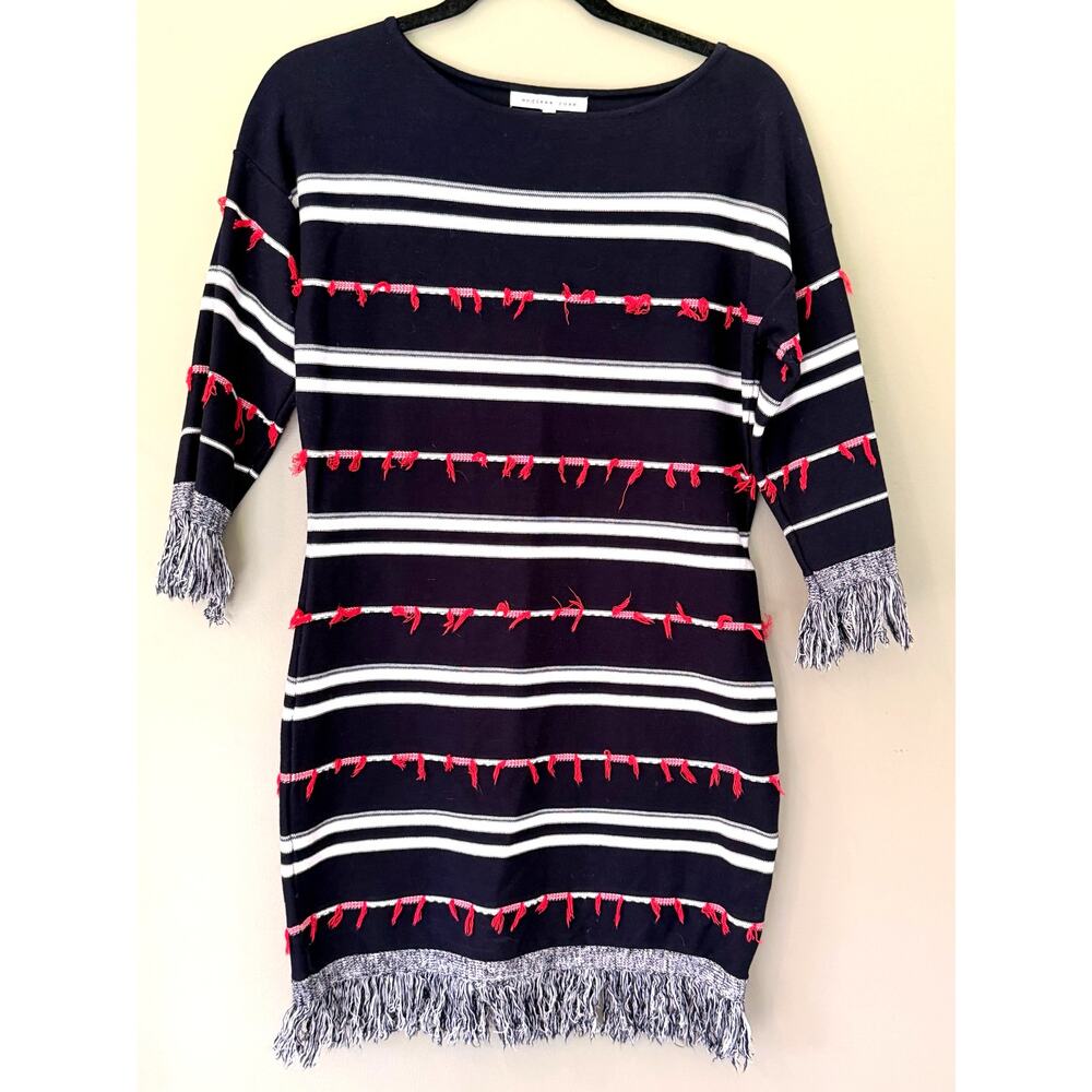 Endless Rose Nautical Boatneck Thick Knit Dress Red White Blue 3/4 Sleeve Sz Med